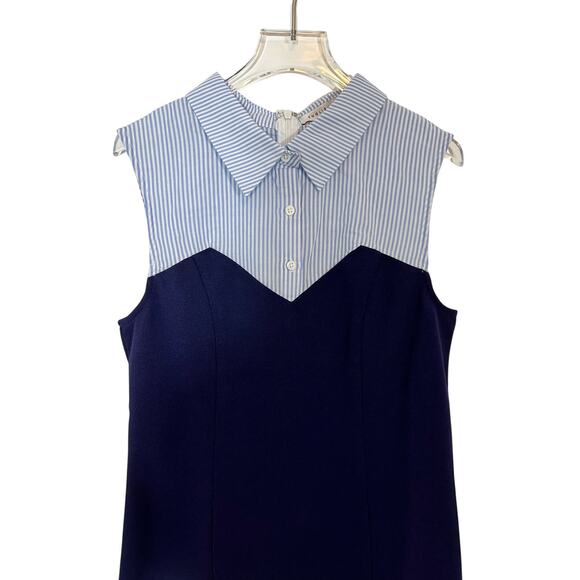 English Factory Navy & White Oxford Pinstripe Mini Dress Sz Small - Picture 4 of 8